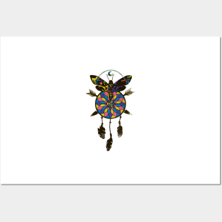 Colorful Moth Dreamcatcher Butterfly Dream Catcher Posters and Art